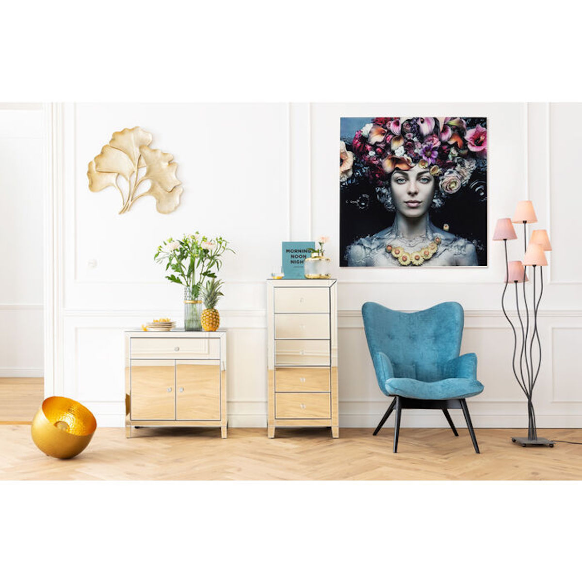 Tableau en verre 120x120cm FLOWER ART LADY Kare Design