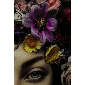 Tableau en verre 120x120cm FLOWER ART LADY Kare Design
