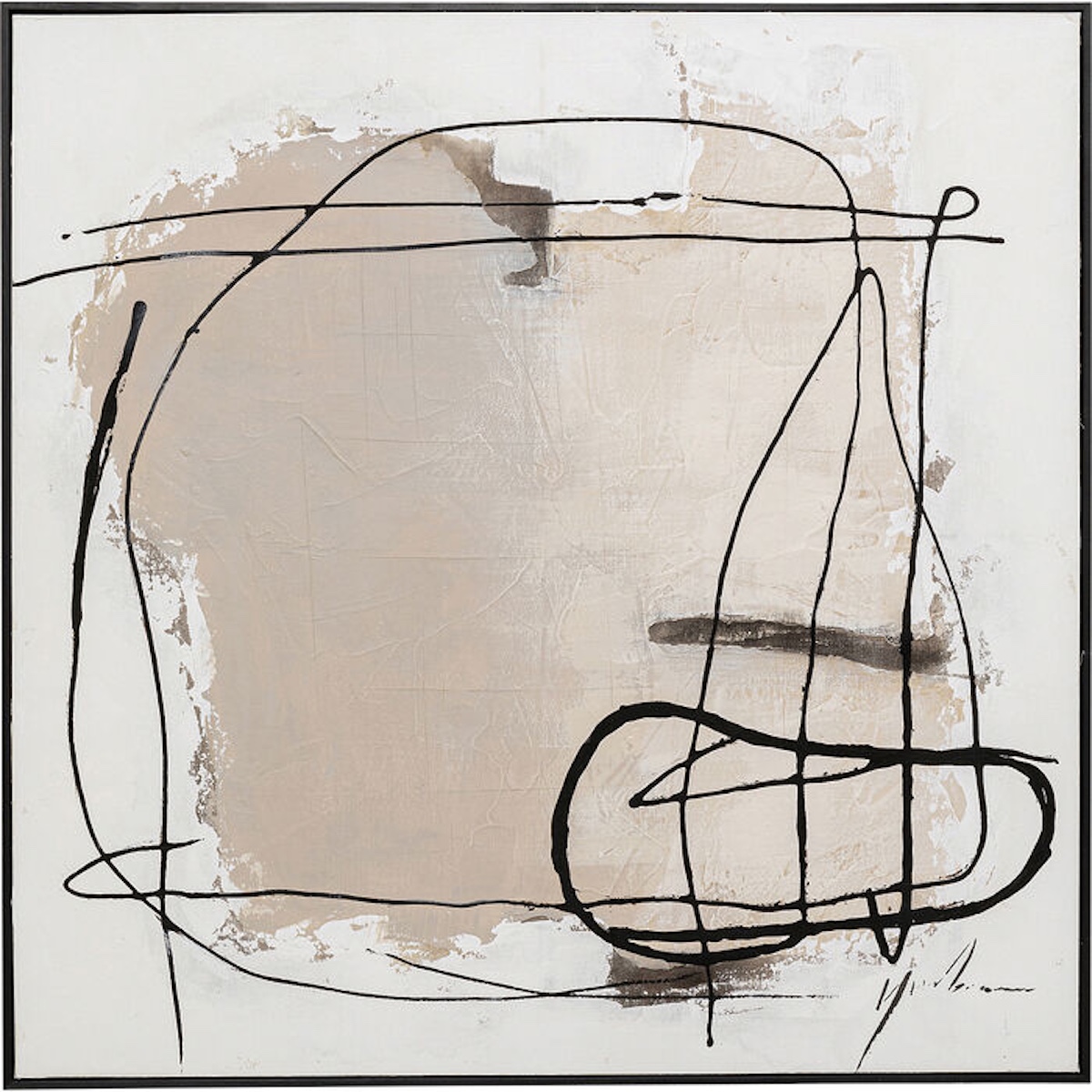 Tableau encadré 100x100cm DUST Kare Design gris
