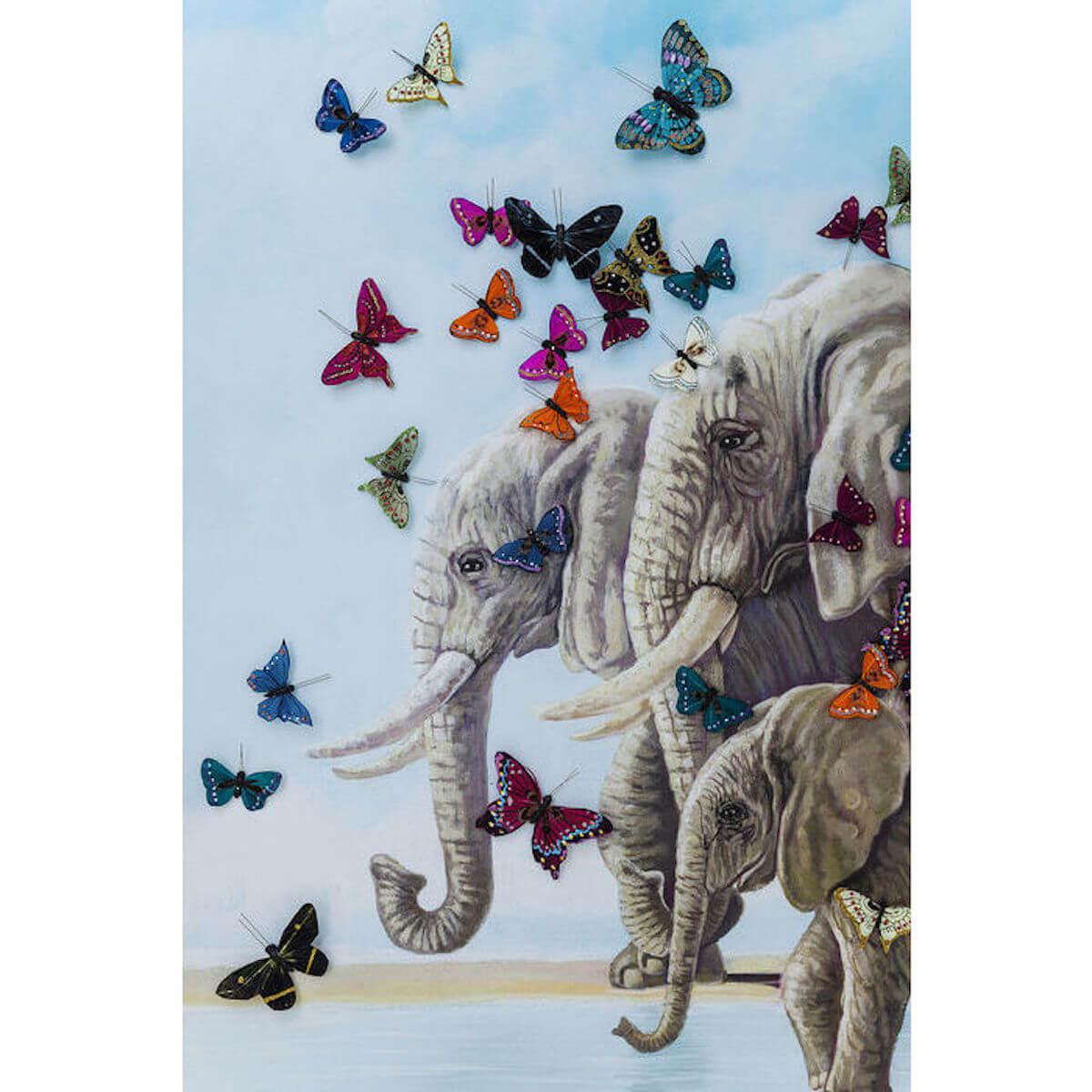 Tableau TOUCHED ELEPHANT WITH BUTTERFLYS Kare Design