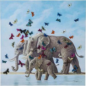 Tableau TOUCHED ELEPHANT WITH BUTTERFLYS Kare Design