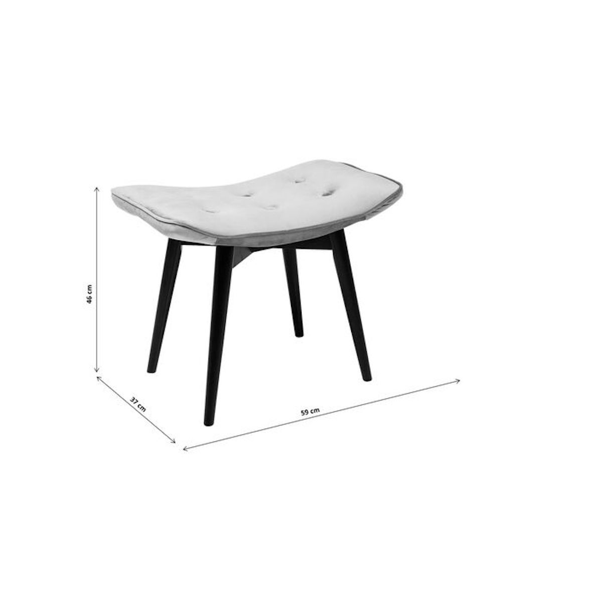 Tabouret BLACK VICKY Kare Design velours gris