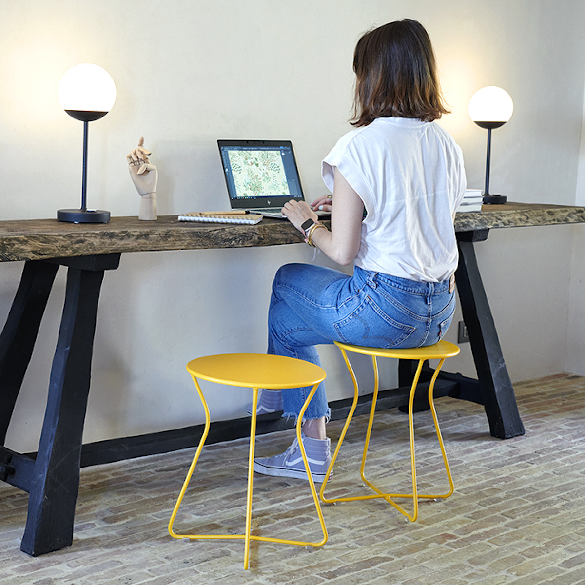 Tabouret-table d’appoint H45 COCOTTE Fermob tilleul