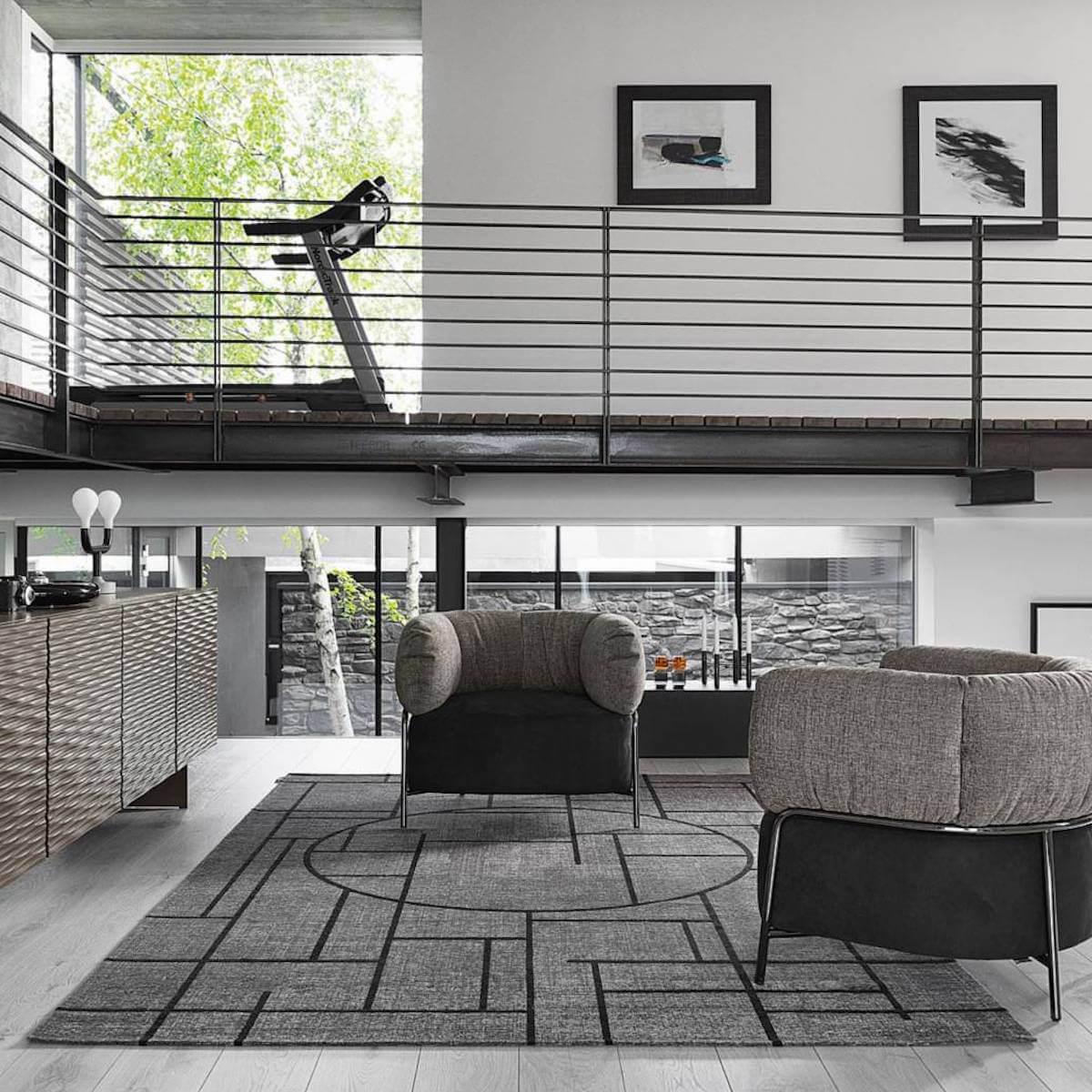 Tapis 200x300cm CHINESE Calligaris gris-noir