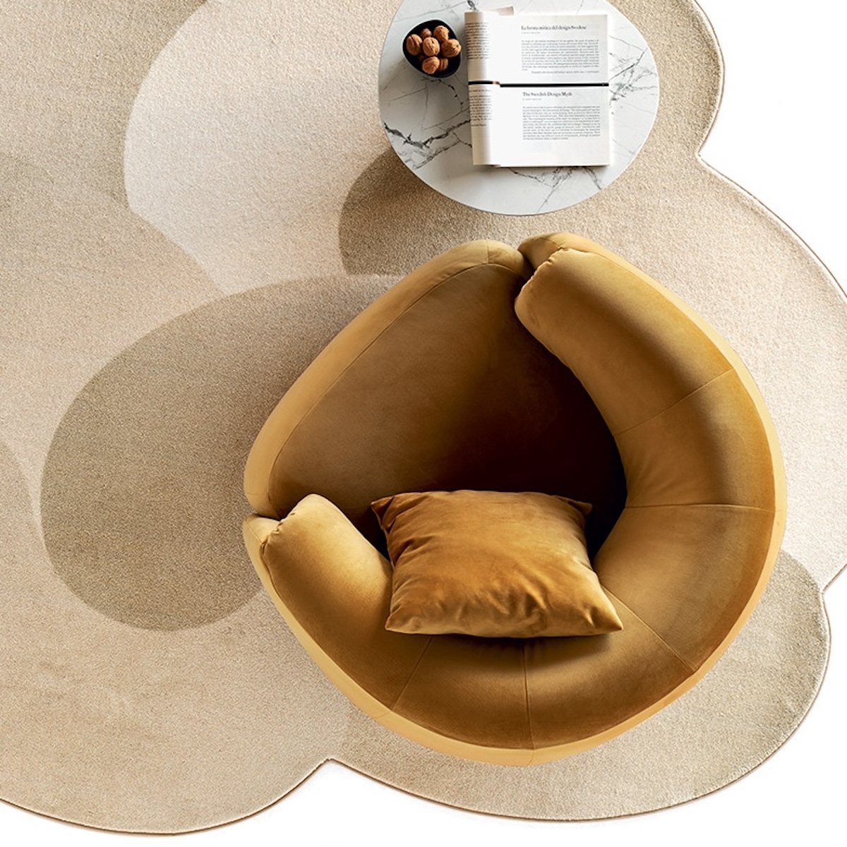 Tapis 200x300cm CURVED Calligaris nuances de beige